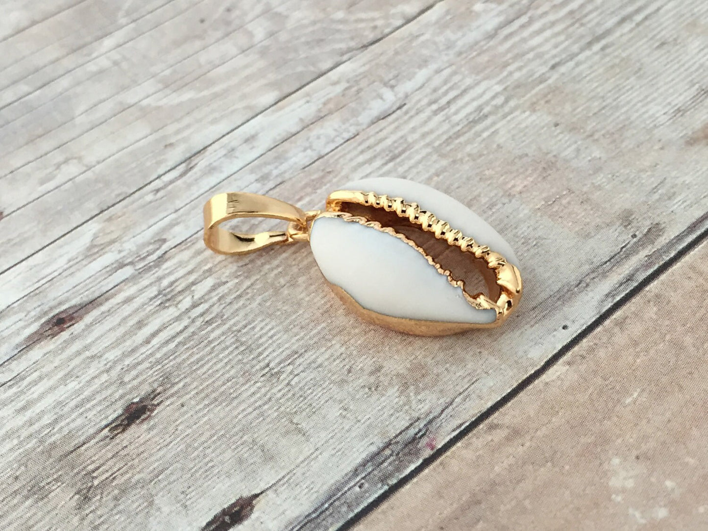 24K Gold Plated Real Puka Shell Pendant Charm