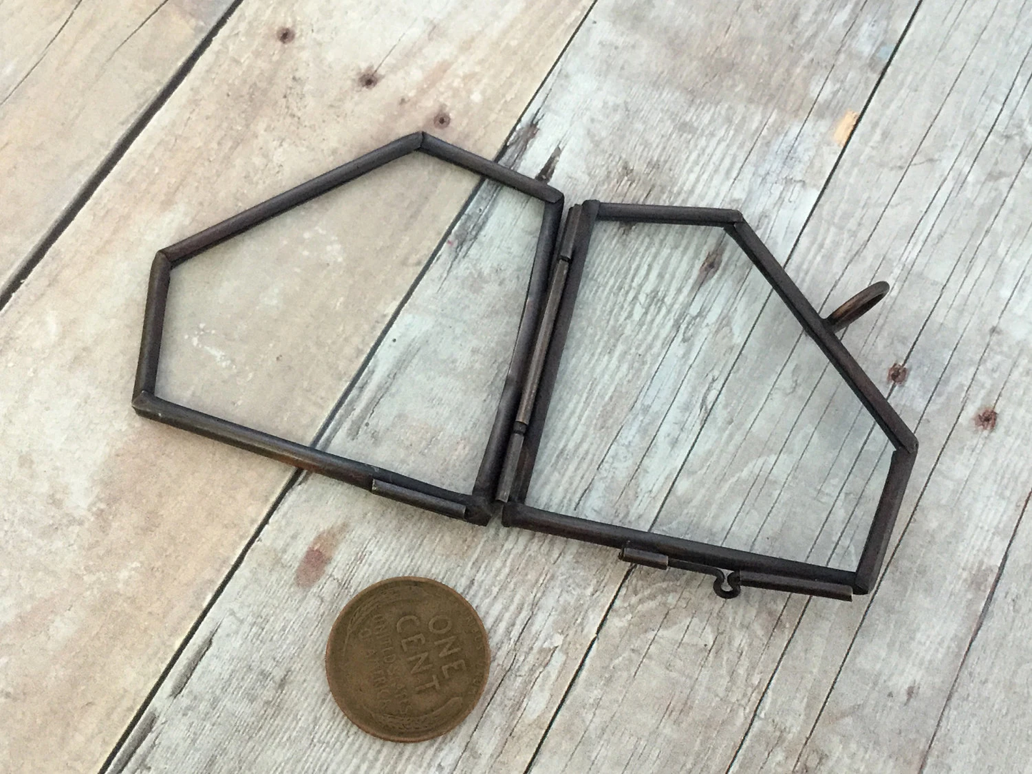 Diamond Shape Glass Frame Locket Double Sided Floating Locket Frame Keepsake