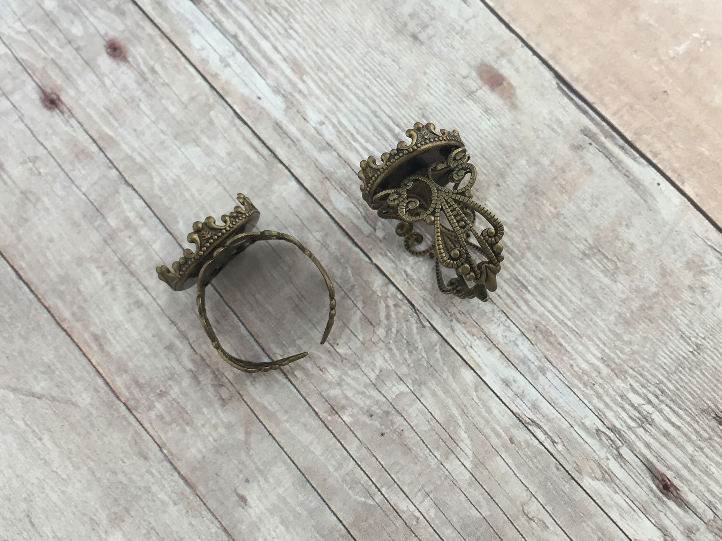 Vintage Bronze Ring Blanks 3 pieces DIY Adjustable Ring Base Cameo Setting Terrarium Cabochon Ring Apothecary Jewelry Making Supplies