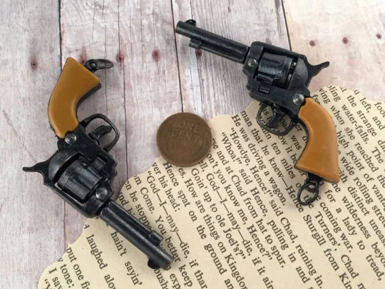 Vintage Western Cowboy Revolver Gun Pendant Charm