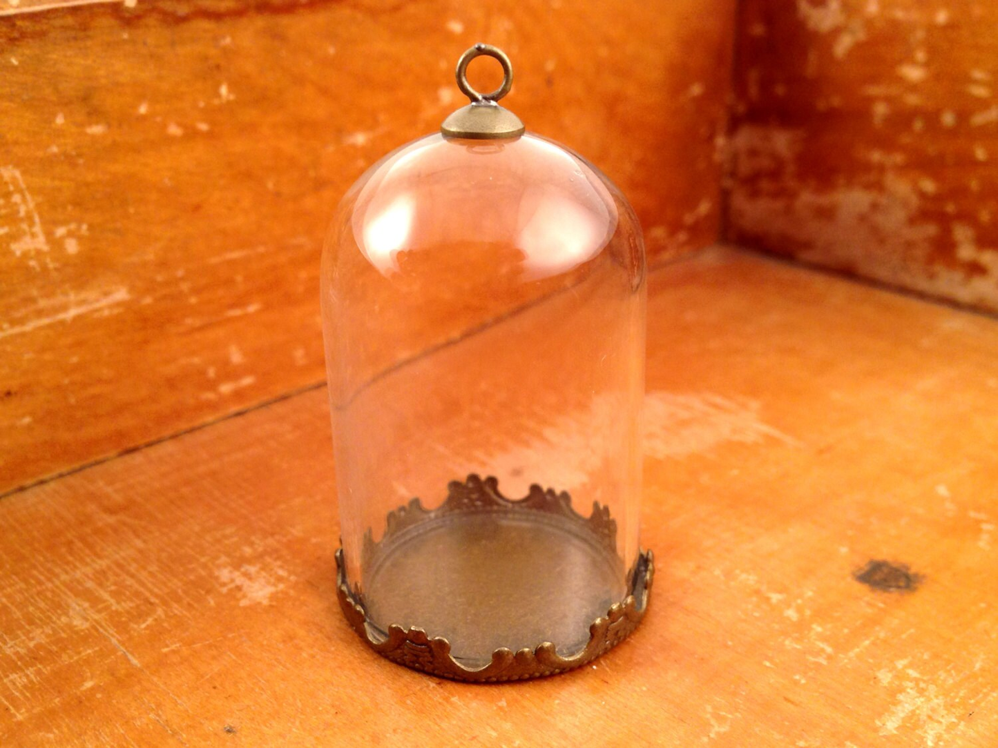 Clear Large Dome Cloche Glass Bottle Pendant DIY Antique Bronze Base and Top Terrarium Bottle Charm Apothecary Bottle Jewelry Supplies