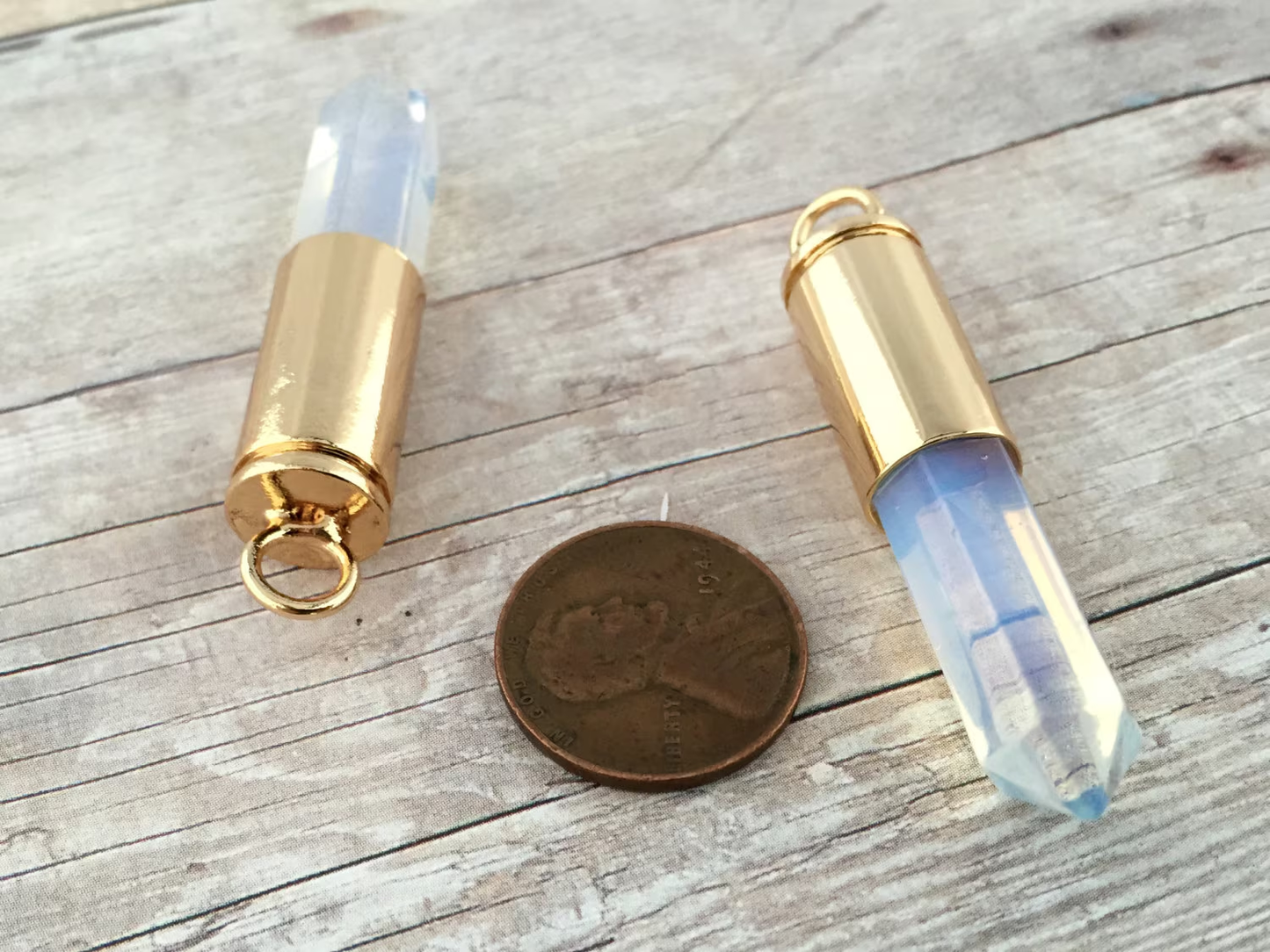 Crystal Opal Bullet Pendant Charm