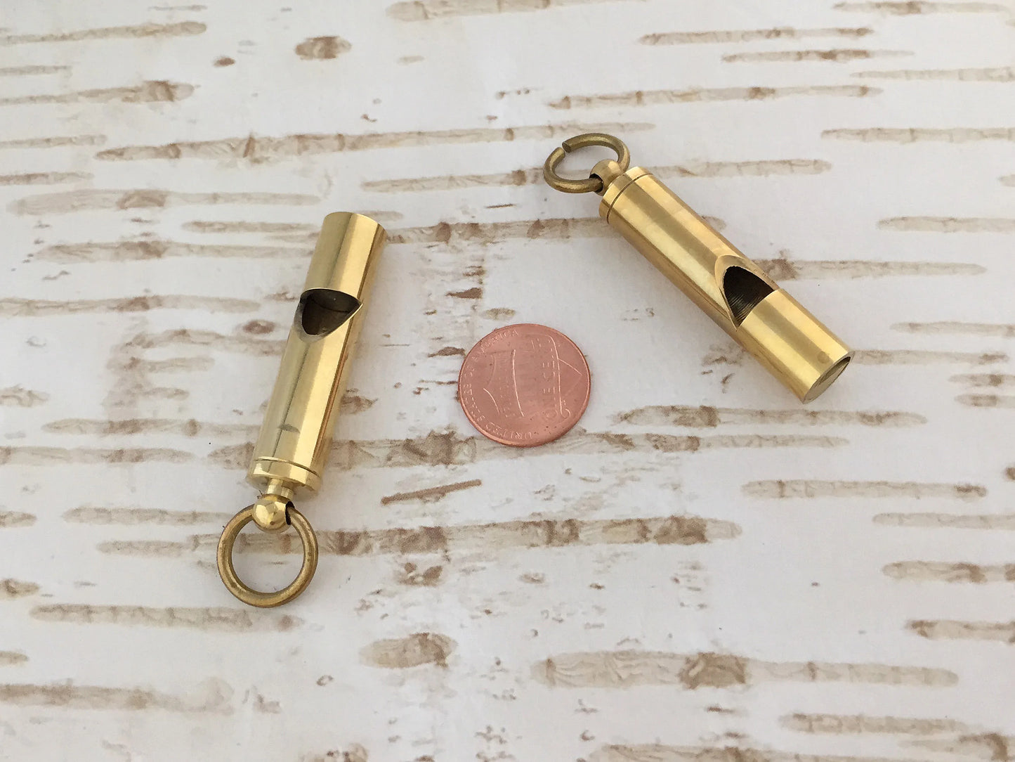 Miniature Brass Whistle Pendant Charm